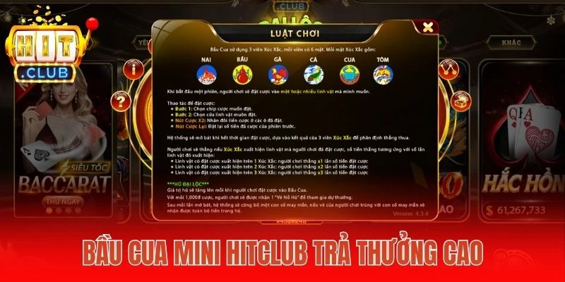 Bầu cua mini Hitclub trả thưởng cao