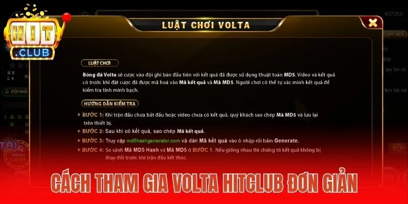 Cách tham gia Volta Hitclub đơn giản