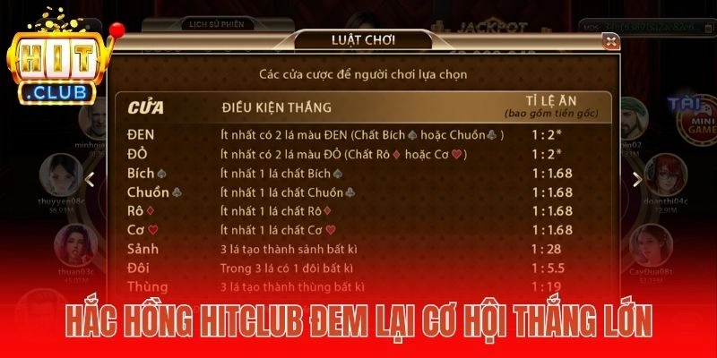 Hắc hồng Hitclub đem lại cơ hội thắng lớn