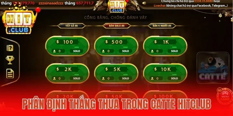 Phân định thắng thua trong Catte Hitclub
