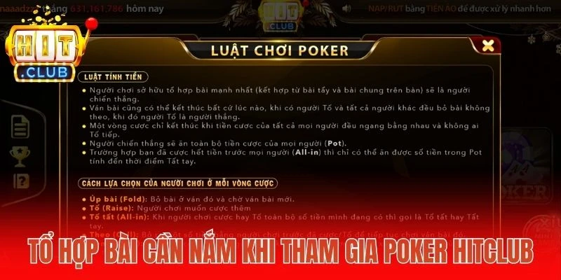 Tổ hợp bài cần nắm khi tham gia Poker Hitclub